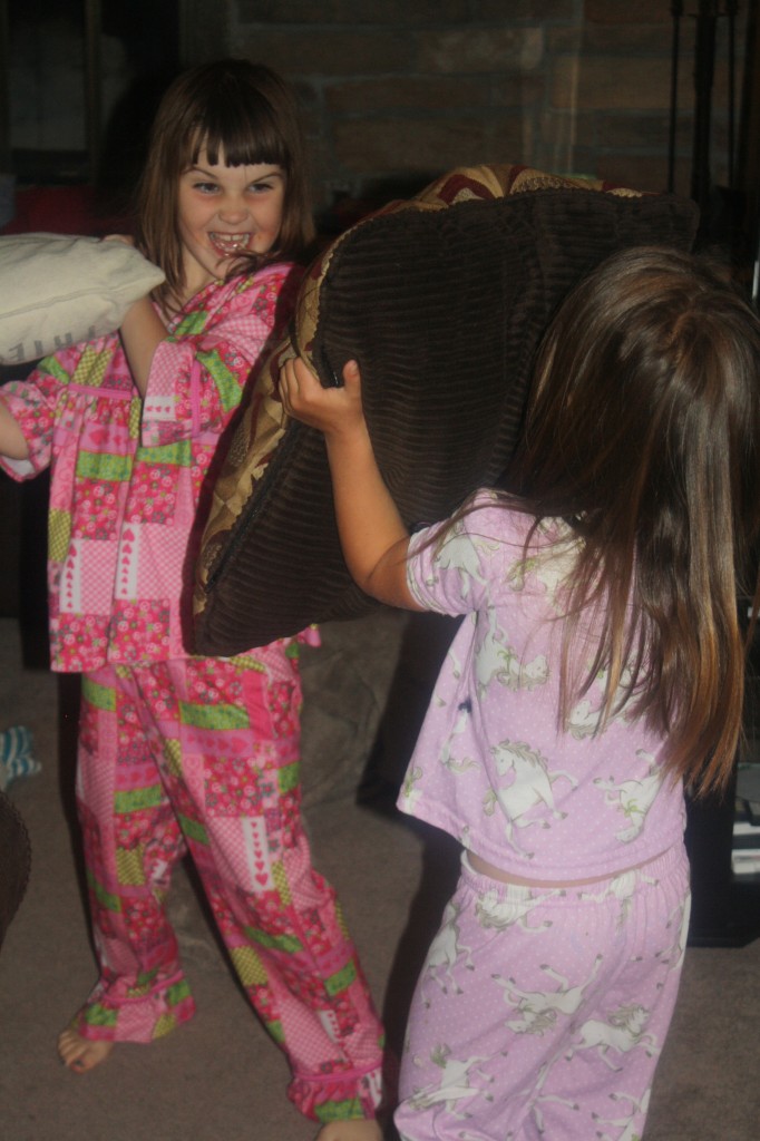 The requisite sleepover pillow fight